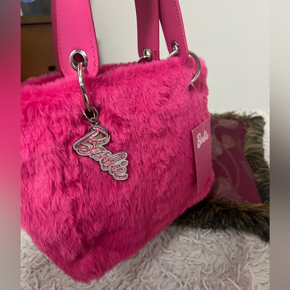 LIMITED EDITION AUTHENTIC Barbie Core Pink Plush Tote. NWT - Picture 5 of 7